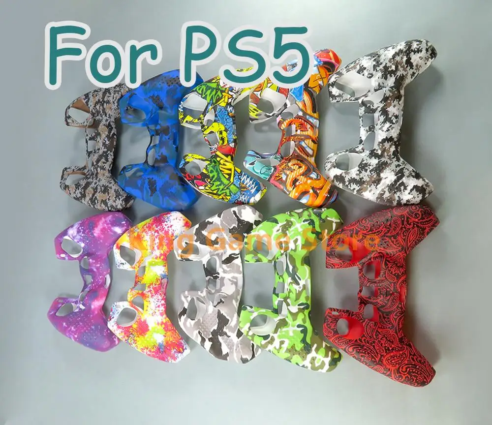 10pcs/lot Soft Silicone Gel Rubber Case For Playstation 5 PS5 Water Transfer Printing Skin Case Cover For PS5 Game Accessories