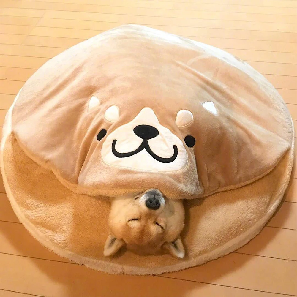 Dog Bed Mat Winter Warm Blanket Cat Bed Pet Round Cushion Kennel Soft Cosy Dogs Basket Indoor Durable Semi-Enclosed Sleeping Bag