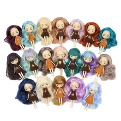 Factory mini blyth doll 10CM colorful hair color with random dress with bangs or no bangs normal body DIY fashion toys