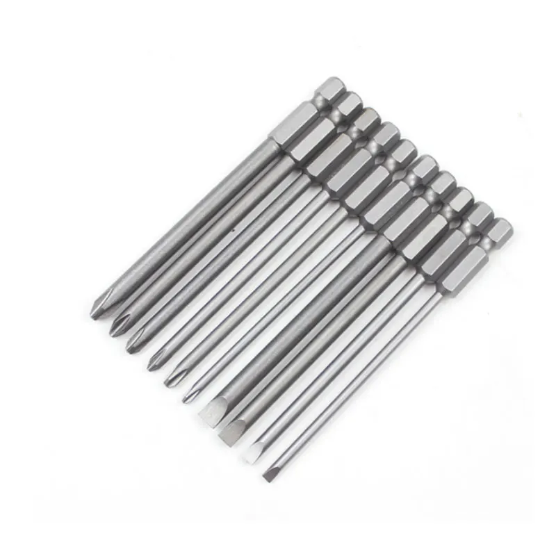 

10Pcs 100mm S2 Steel Hex Slotted Phillips Head Drill PH2 Screwdriver Set Bits Hand Tools Screw Driver Screwdrivers Kit Magnetic