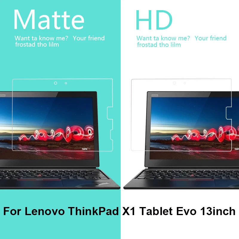 Anti-Fingerprint Matte Film For Lenovo Thinkpad X1 Tablet Evo 13in HD Clear Glossy Film Front LCD Screen Protector Film + Cloth