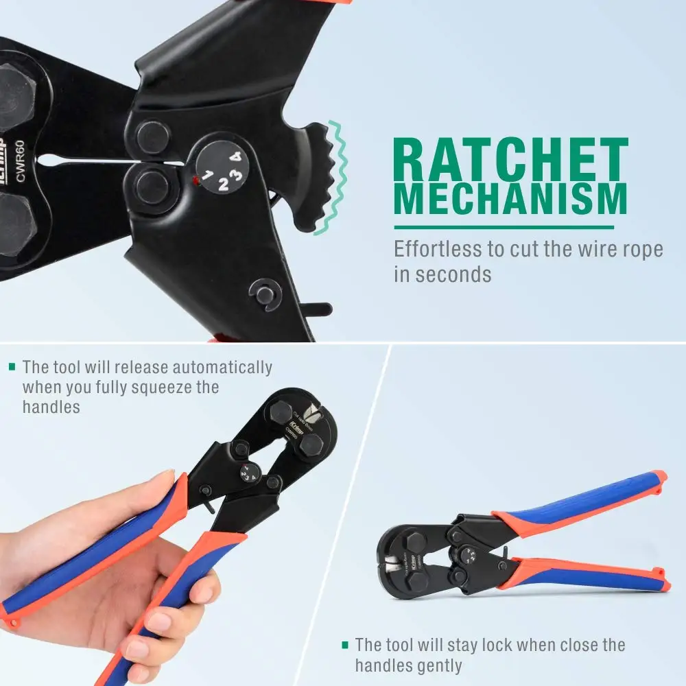IWISS iCrimp CWR60 Wire Rope Cutter for Stainless Steel Wire Rope,Aircraft Cable,CopperCable,Piano Wire upto 60mm