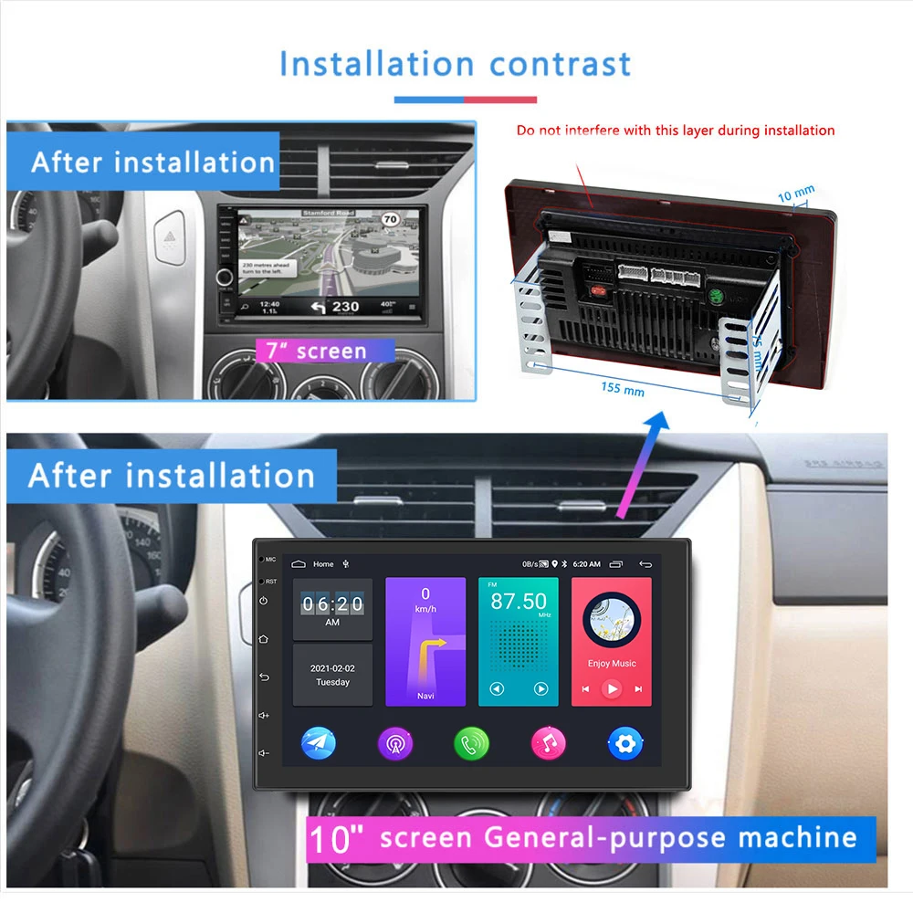 Camecho-Radio con GPS para coche, reproductor de DVD con Android 11, 2DIN, AHD, 2.5D, 10,1 pulgadas, HD, Maltimedia, estéreo, 2GB + 32GB, Carplay