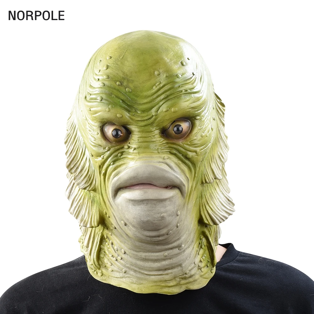 Scary Monster Latex Fish Mask Creature from the Black Lagoon Cosplay Merman Props Adult Halloween Masks