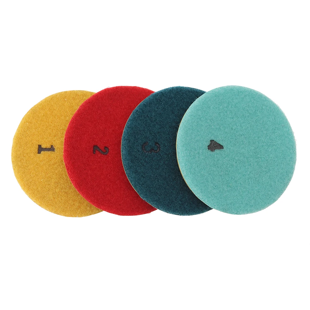 5 PCS 4Inch Diamond Polishing Pad 4 Steps Copper Bond Wet Grinding Disc For Granite Marble Concrete Floor With Backer Pad