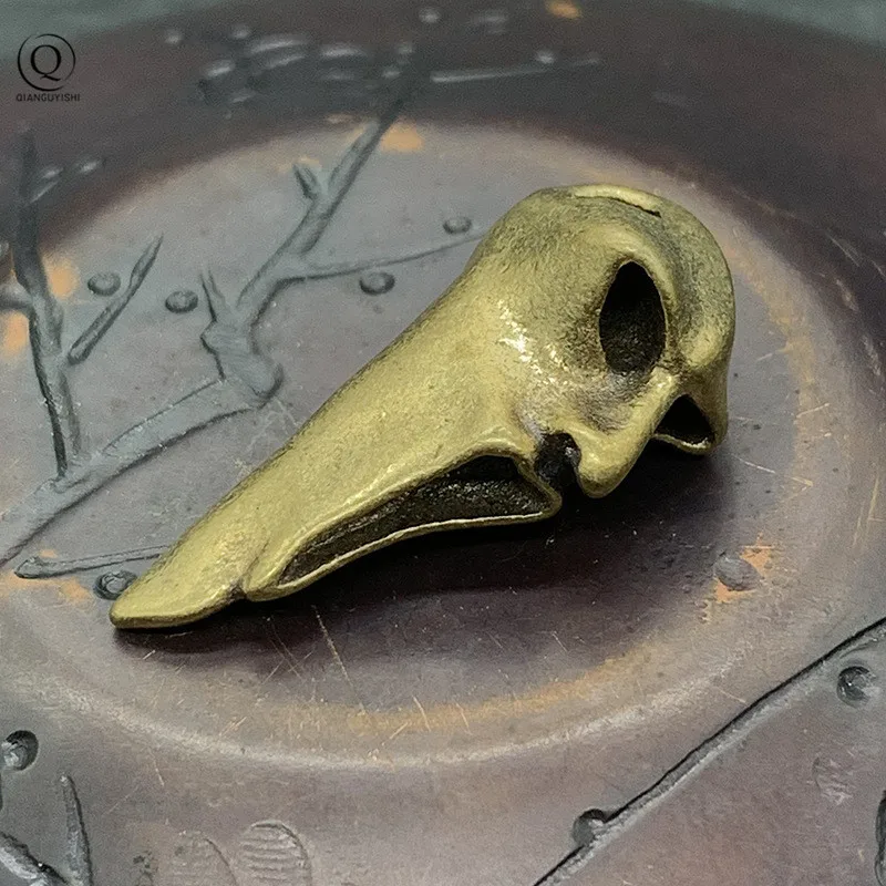 Punk Retro Brass Death Men Skull Key Ring Pendants Creative Pure Copper Small Head Skeleton Charm DIY Keychain Jewelry Accessory