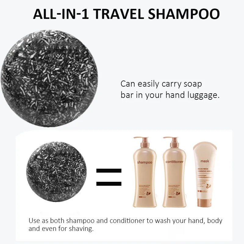 Bamboo Charcoal Shampoo for Hair Gray White Hair Color Dye Treatment Clean Detox Soap Black Hair Shampoo Hair Scalp Treatment