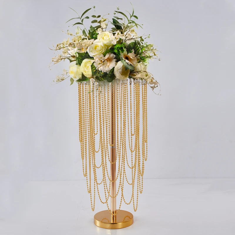 10 PCS / LOT Golden Flower Rack/ Wedding Table Party Centerpieces Flowers Holder Party Hotel Road Lead Home Decor