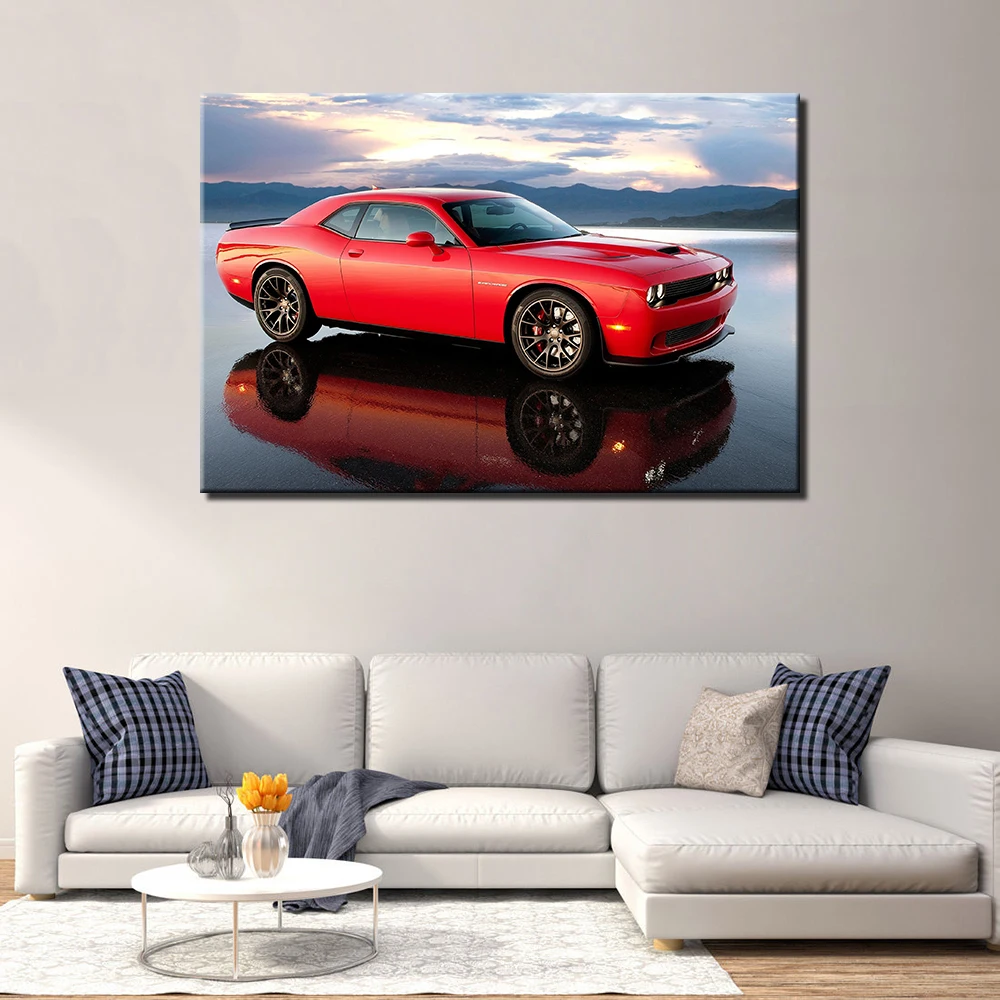 Dodge Challenger SRT Hellcat Supercar Poster and Prints Canvas Painting Decoration Wall Art Pictures For Living Room