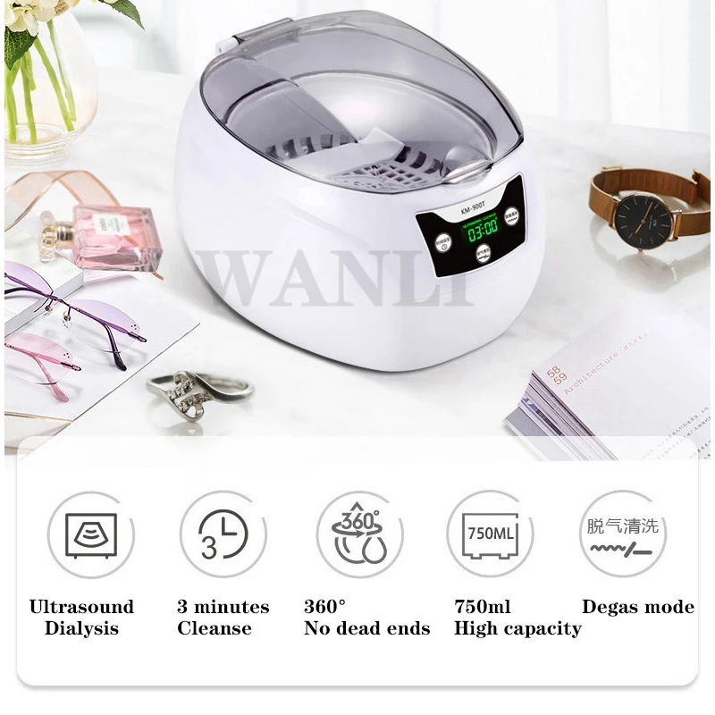 42KHz Household Ultrasonic Cleaner Ultrasonic Glasses Circuit Board Cleaner Dentures Watch Jewelry Cleaner KM-900T