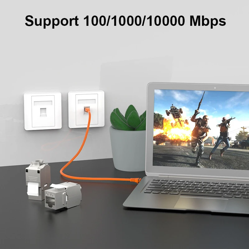 CAT6A CAT7 Сетевой Ethernet-модуль Панель на стене, сделанная из цинкового сплава, экранированный FTP SFTP ToolБесплатный соединительный кабель-адаптер RJ45