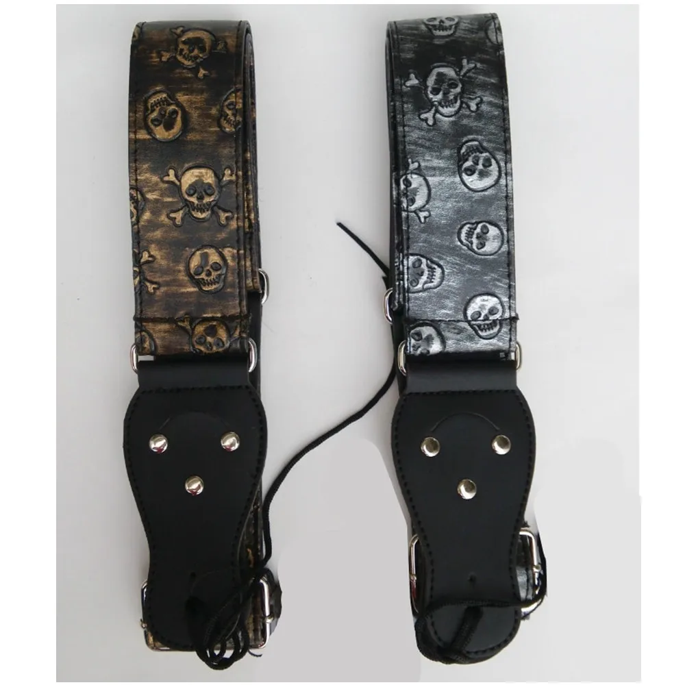 

2Pcs/Lot Gold Silver Skull Acoustic Bass Electric Guitar Strap Guitar Accessories Parts Musical Instruments