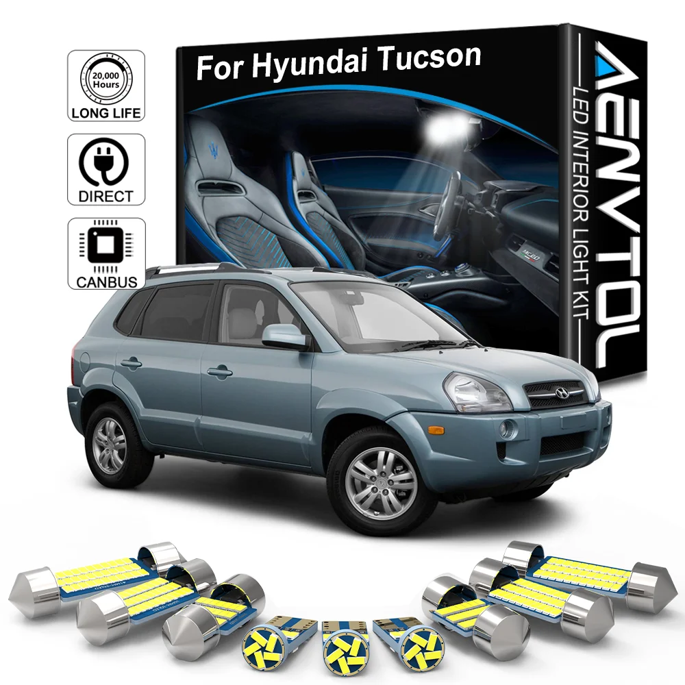 AENVTOL Car LED Interior Light License Plate Lamp Kit Canbus For Hyundai Tucson 2004-2006 2008 2016 2017 2018 2019 2020 2021 NX4