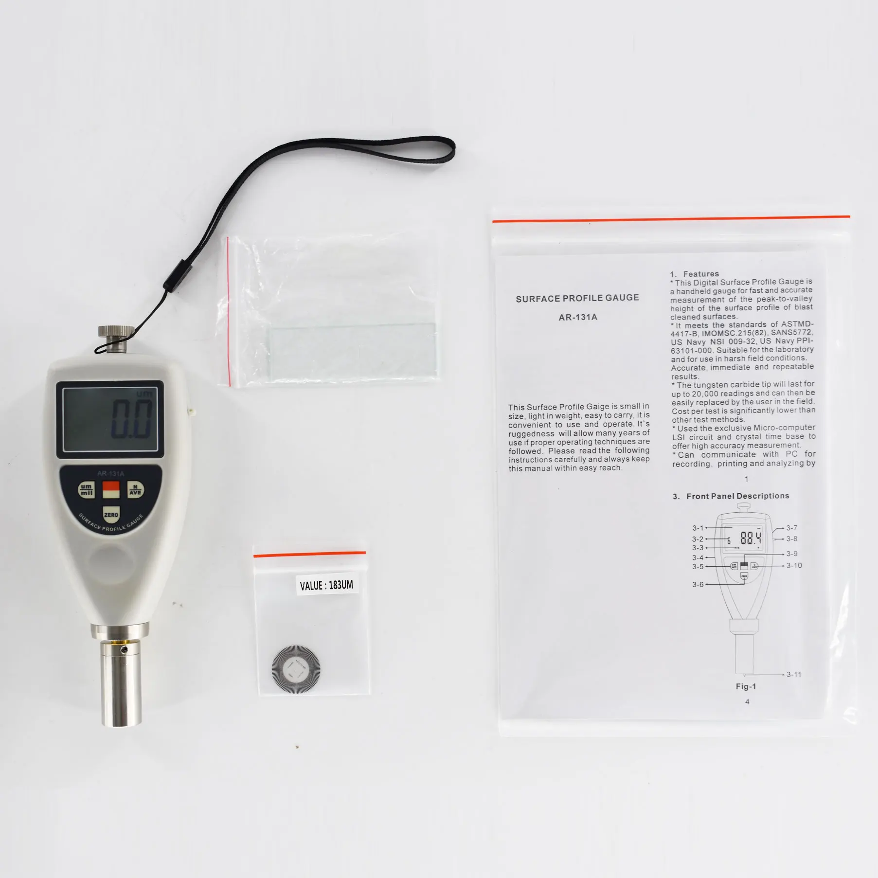 AR-131A Portable Surface Roughness Tester Resolution 1 µm(0.1 mils) Easy to Use