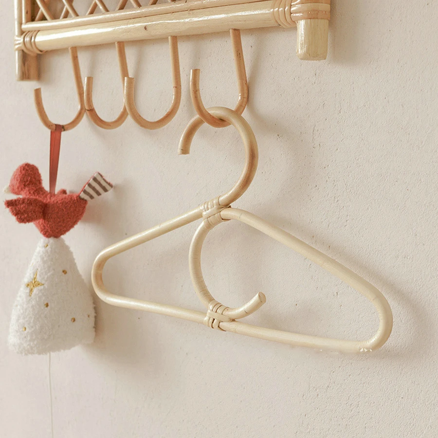 

2PCS Rattan Clothes Hanger Style Kids Garments Organizer Rack Children Hanger Kids Room Decoration Hanger For Clothes