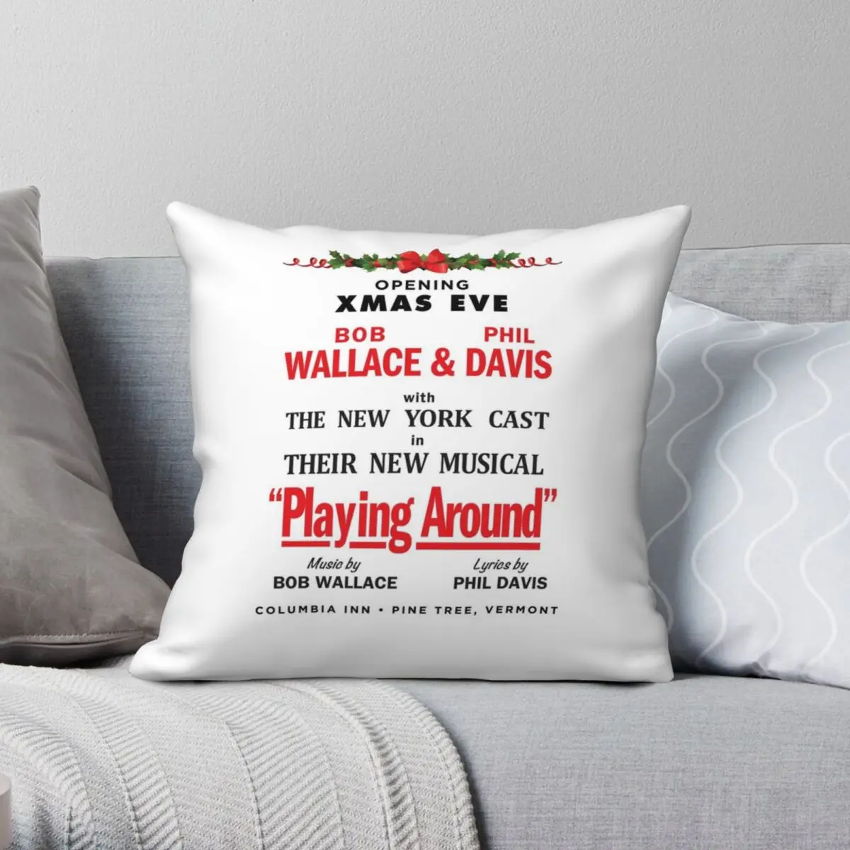 Christmas Playing Around Promo Square Pillowcase Polyester Linen Velvet Pattern Zip Decor Bed Cushion Cover 18