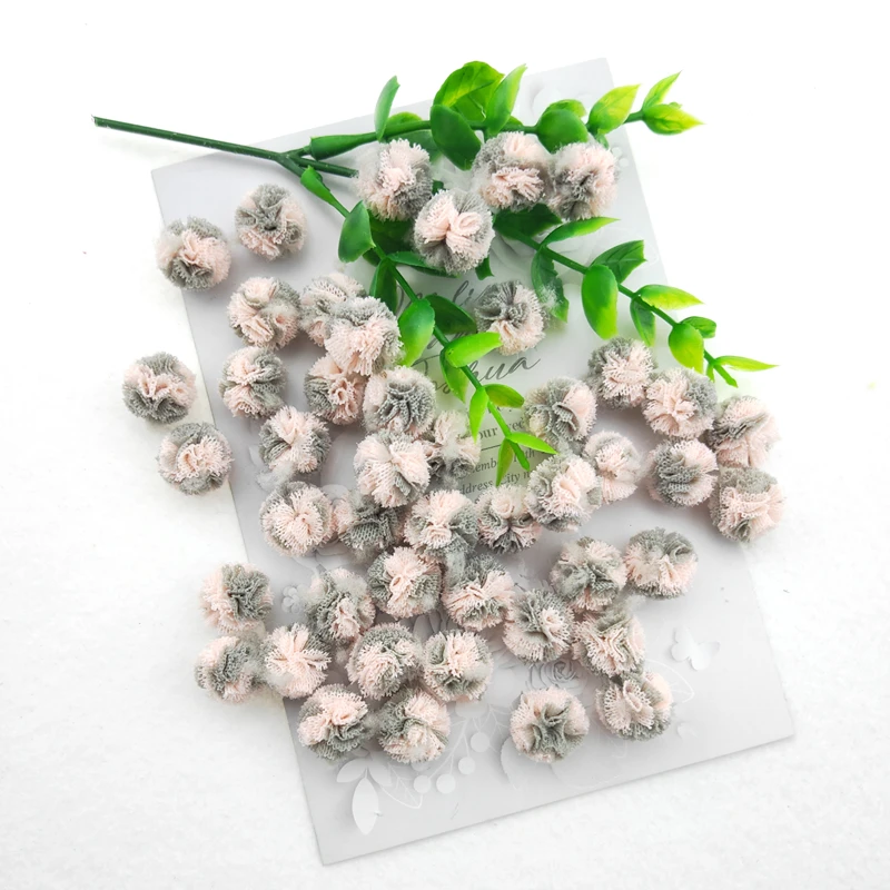 Elastische Blumenkugel aus Netzstoff für Kinder, Haarspangen-Accessoires, künstliche Stoffblumen, 1,5 cm, 100 Stück pro Packung. – Detail 9