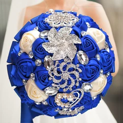 1pc/lot Royal Blue Diamond Crystal Marriage Wedding Bouquet Rose Bride Bouquet