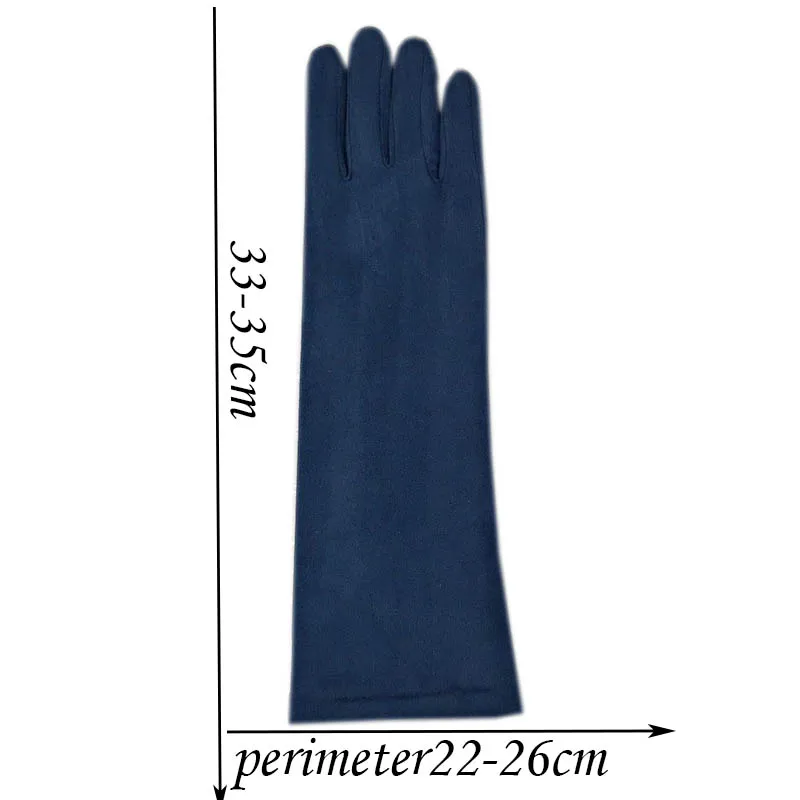 Gloves winter ladies gloves suede length 35CM arm sleeve suede fashion suede thick black gray beige dark blue brown light gray