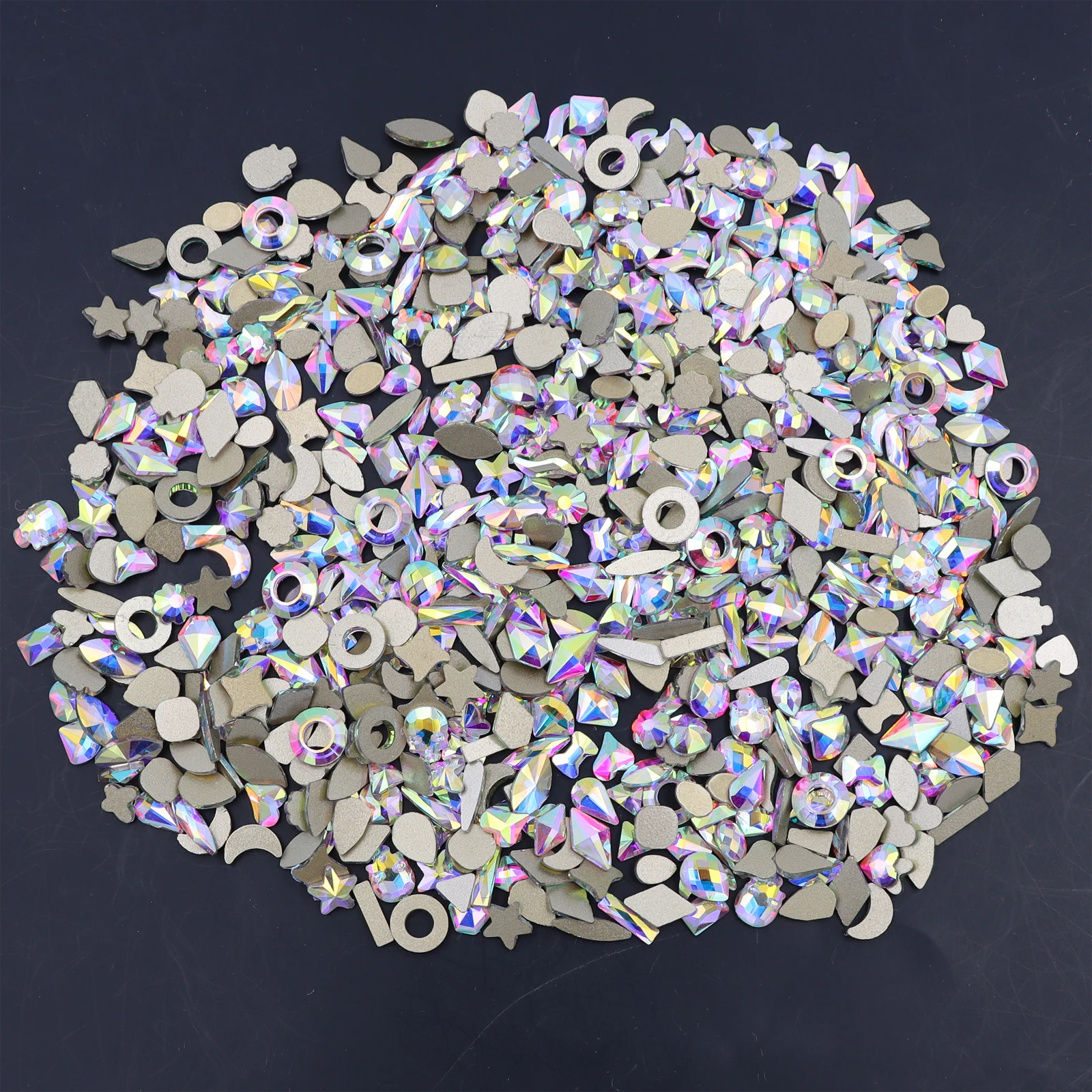 20 / 100Pcs Crystal White AB Rhinestones Non Hotfix Flat Glass Stones Strass Multi Shape DIY Fashion 3D Nail Art Decoration