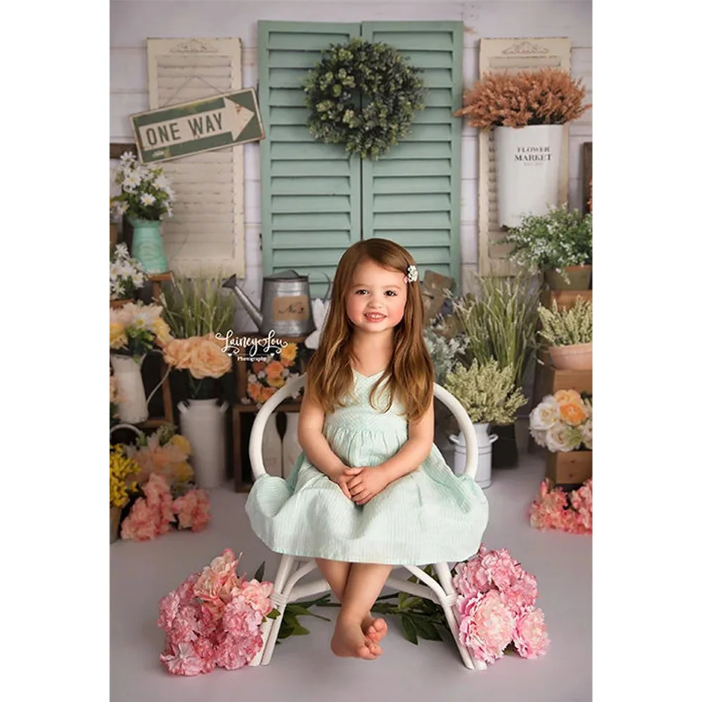 خلفية تصوير لسوق زهور الربيع، خلفية زهرية على شكل أرنب عيد الفصح، خلفية صورة للأطفال، لوحة خشبية من العشب الأخضر للتصوير الفوتوغرافي