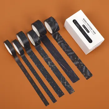 建武 6件/套 基礎圖案 大理石紋格子條紋裝飾和紙膠帶套裝 DIY背景剪貼簿貼紙美紋紙膠帶 可愛 6 最佳銷售 建武官方店 - №3