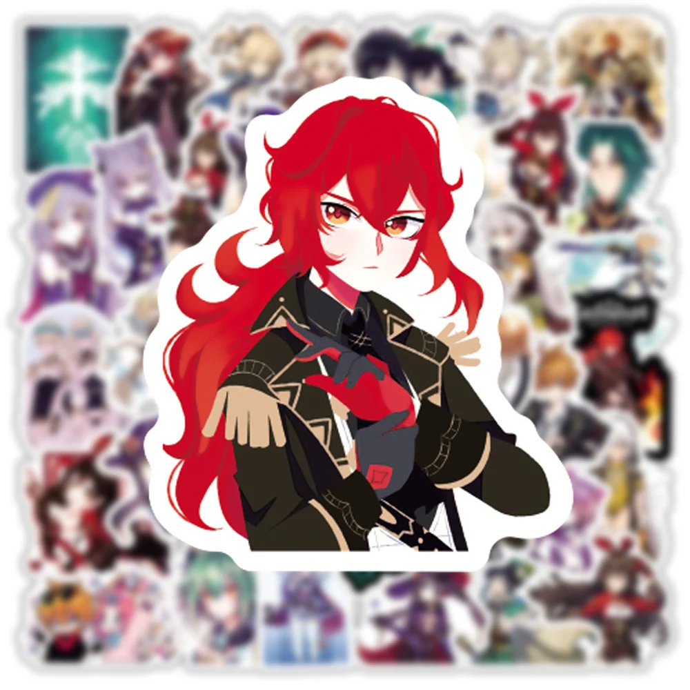 10/30/50PCS Anime Genshin Impact Game Xiao/Klee/Barbara Stickers Cartoon Gifts Toys Laptop Scooter Exquisite Stickers Wholesale