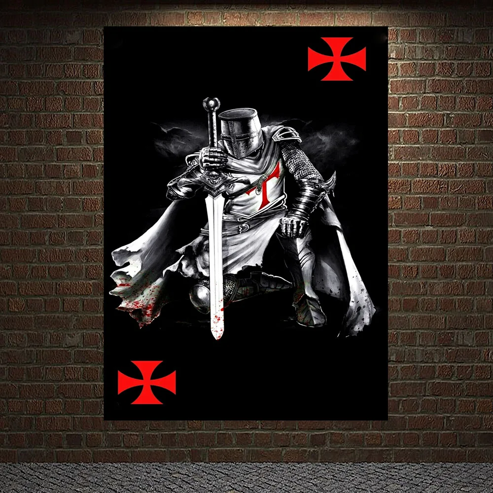 

Red Cross Warrior Knights Templar Movie Game HD Decorative Printed Posters Canvas Wall Art Pictures Home Decor Paintings