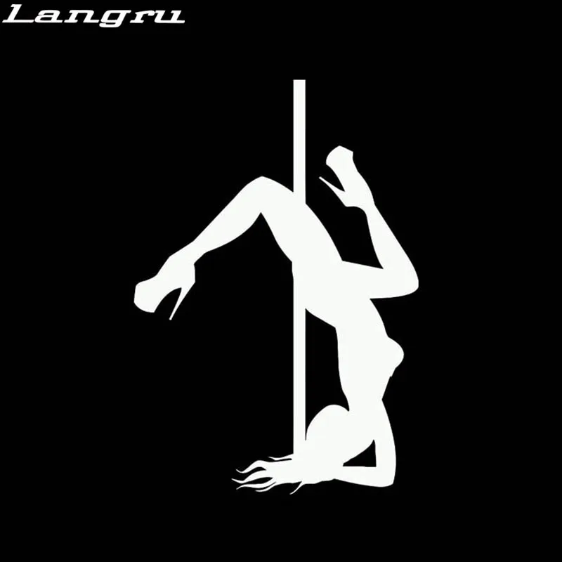 Langru 9*13CM Sexy Girl Pole Dancing Popular Fashion Style Vinyl Decal Cartoon Car Sticker Accessories Jdm