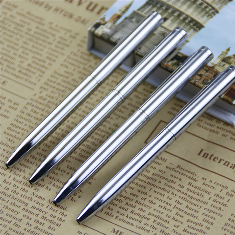 1Pc Mini Metal Ballpoint Pen Rotating Pocket-size Pen Portable Ball Point Pen Small Oil Pen Exquisite Brief