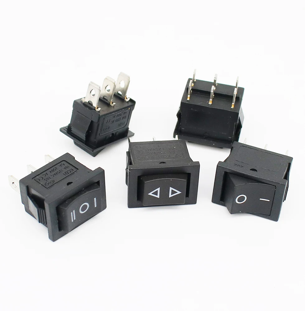 1pcs 2 position rocker switch 3 pins/6 pins on off / on offon snap switch KCD1 black