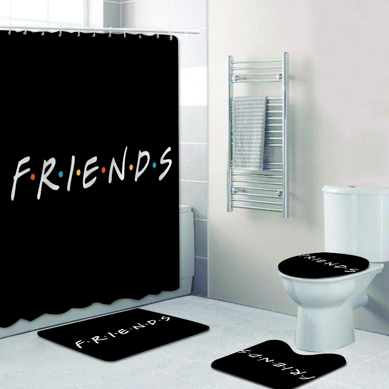 Classic Friends TV Show Bathroom Shower Curtain Set Friends Like Quote Bathroom Curtain Bath Mat Rug Carpet Toilet Cover Decor image 2