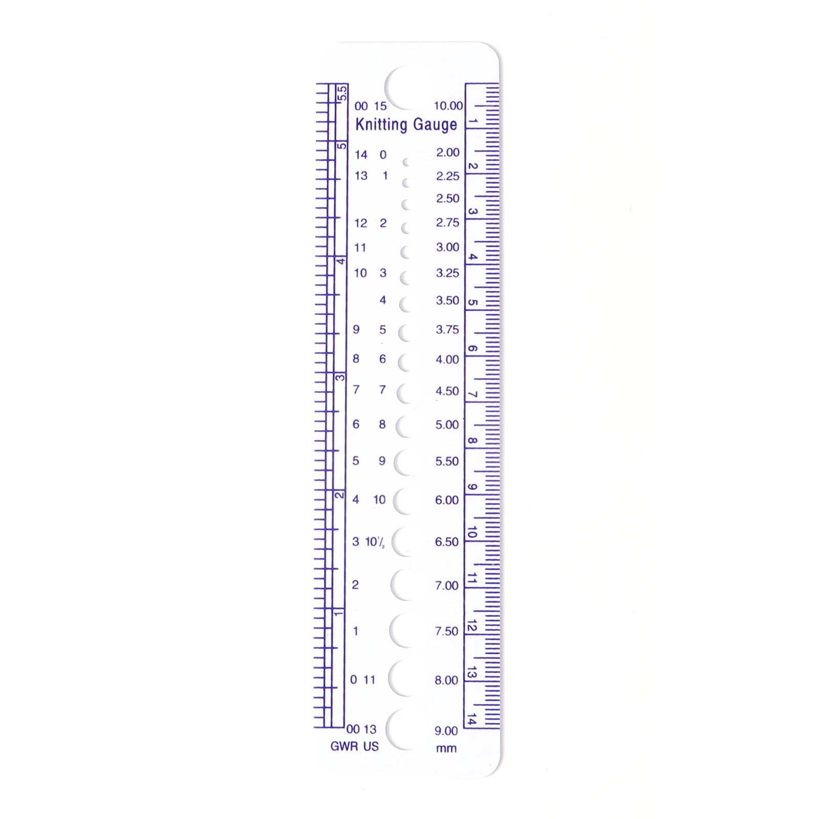 Plastic Knitting Needle Gauge Ruler Tool Rectangle Inch Cm White & Blue Color Sewing Accessories Tools 16cm x 4cm, 10 Piece