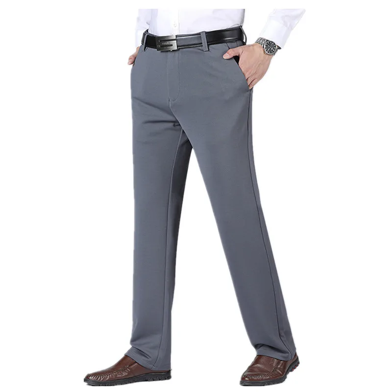 Pantalones formales para hombre, traje grueso de otoño, negro, azul, gris, elástico, holgado, de negocios, talla grande 46 48 50 52, pantalones de