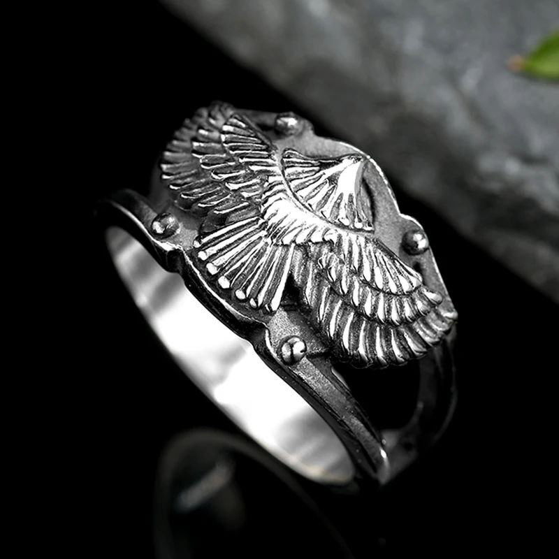 Stainless Steel Men Animal Rings Flying Eagle Punk Rock Personality for Male Boyfriend Jewelry Creativity Gift Anel Wholesale