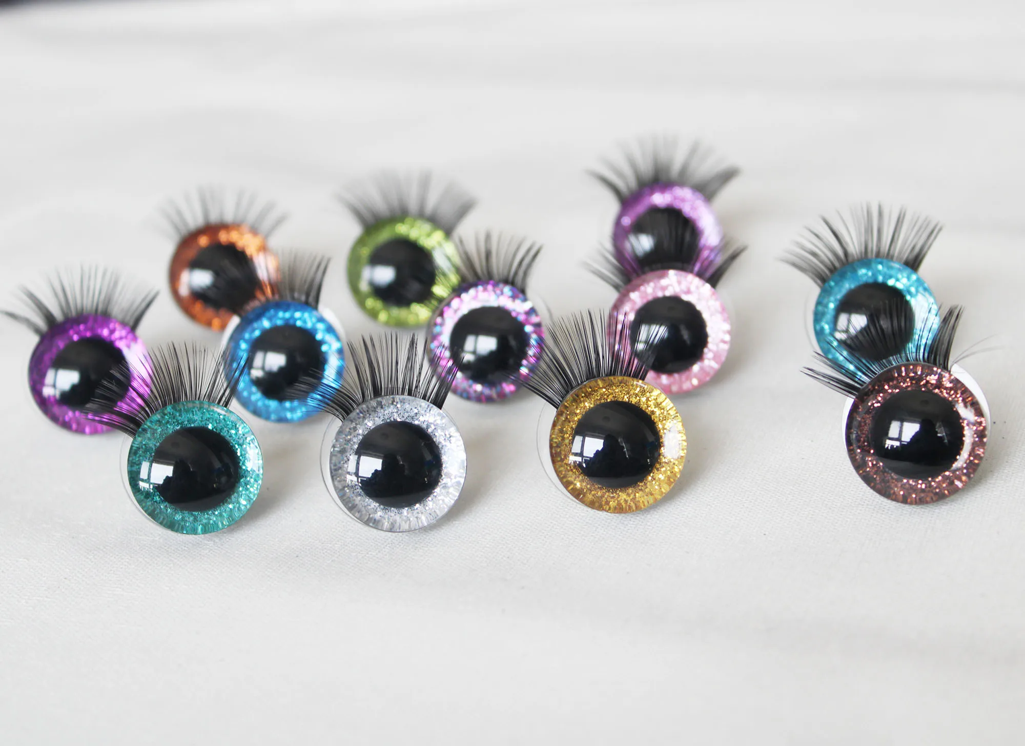 100 Stück/Los 12mm 14mm 16mm 18mm 20mm 25mm 30mm Komische 3D-Glitzer-Spielzeugaugen Lustige Puppenaugen mit Unterlegscheibe für Plüsch-Bastelarbeiten -N19 – Detail 11