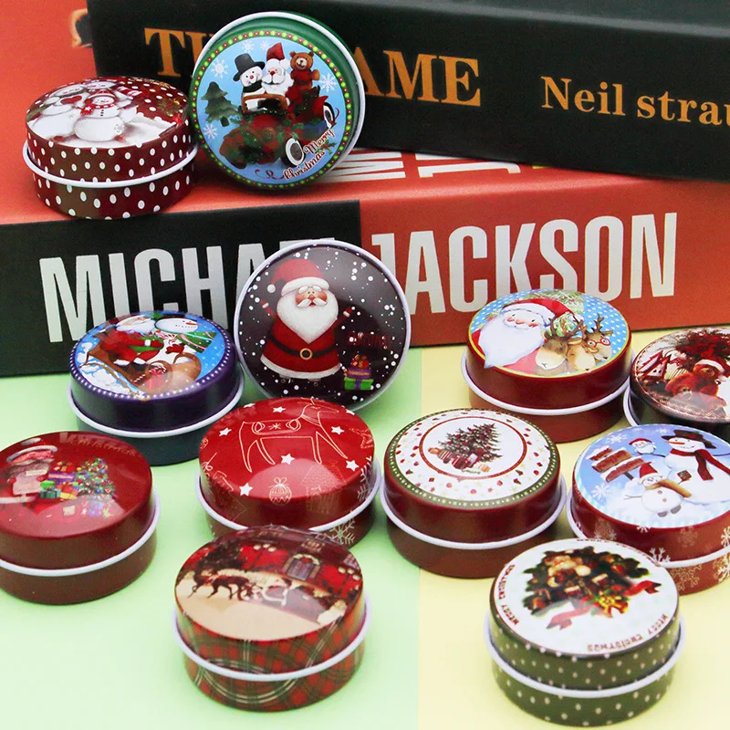 12 Pcs Round Small Tin Box Metal Storage Box Christmas Gifts Party Favors for Kids Candles Making Container Small Candy Box