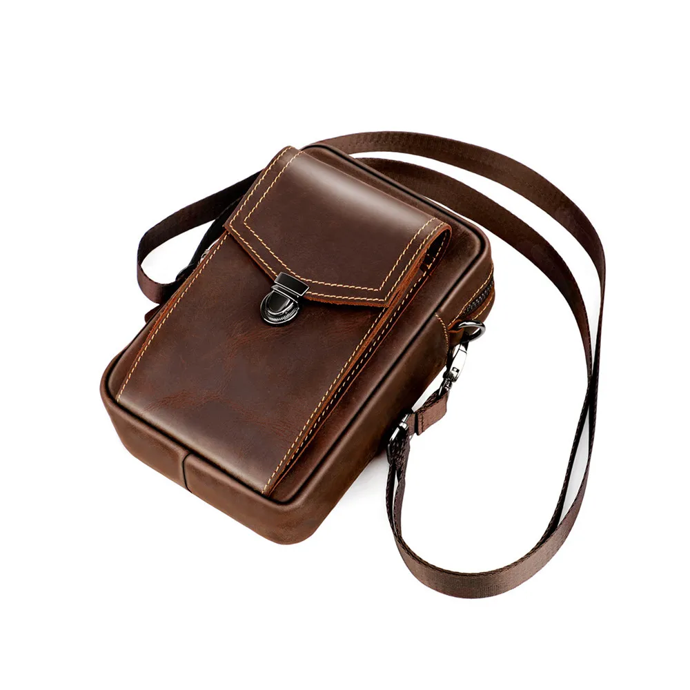 Imagem -05 - Retrogoo Masculino Cinto de Couro Cinto Bolsa do Telefone Cabeça Camada Casual Multifuncional Único Ombro Crossbody Bolsa do Mensageiro