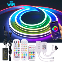 5V RGB LED Neon Strip Light 5050 WS2812B Rainbow Silicone Lights Dimmable Tuya Wifi Bluetooth APP IR Remote Control Power Kit