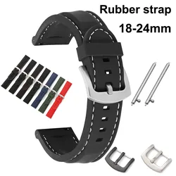 18mm 20mm 22mm 24mm Watchband Waterproof Sports Silicone Strap Quick Release Rubber Wrist Watch Band Belt Wristband