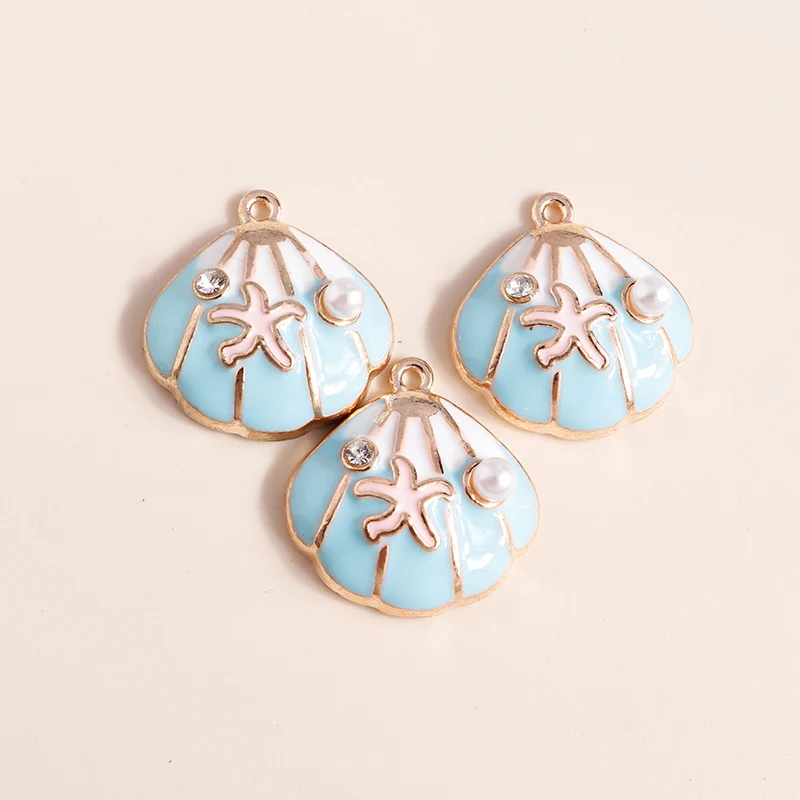 10 stücke Mix Nette Emaille Shell Seestern Charme Anhänger der Halskette Ohrringe Schlüsselanhänger Handemade DIY Schmuck Machen Zubehör – Detail 30