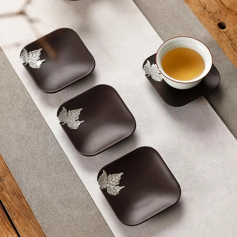 Tea Coaster Kung Fu Tea Ceremony Tea Set Insulation Mat Cup Holder Japanese Household Ebony Combination Set Accessories