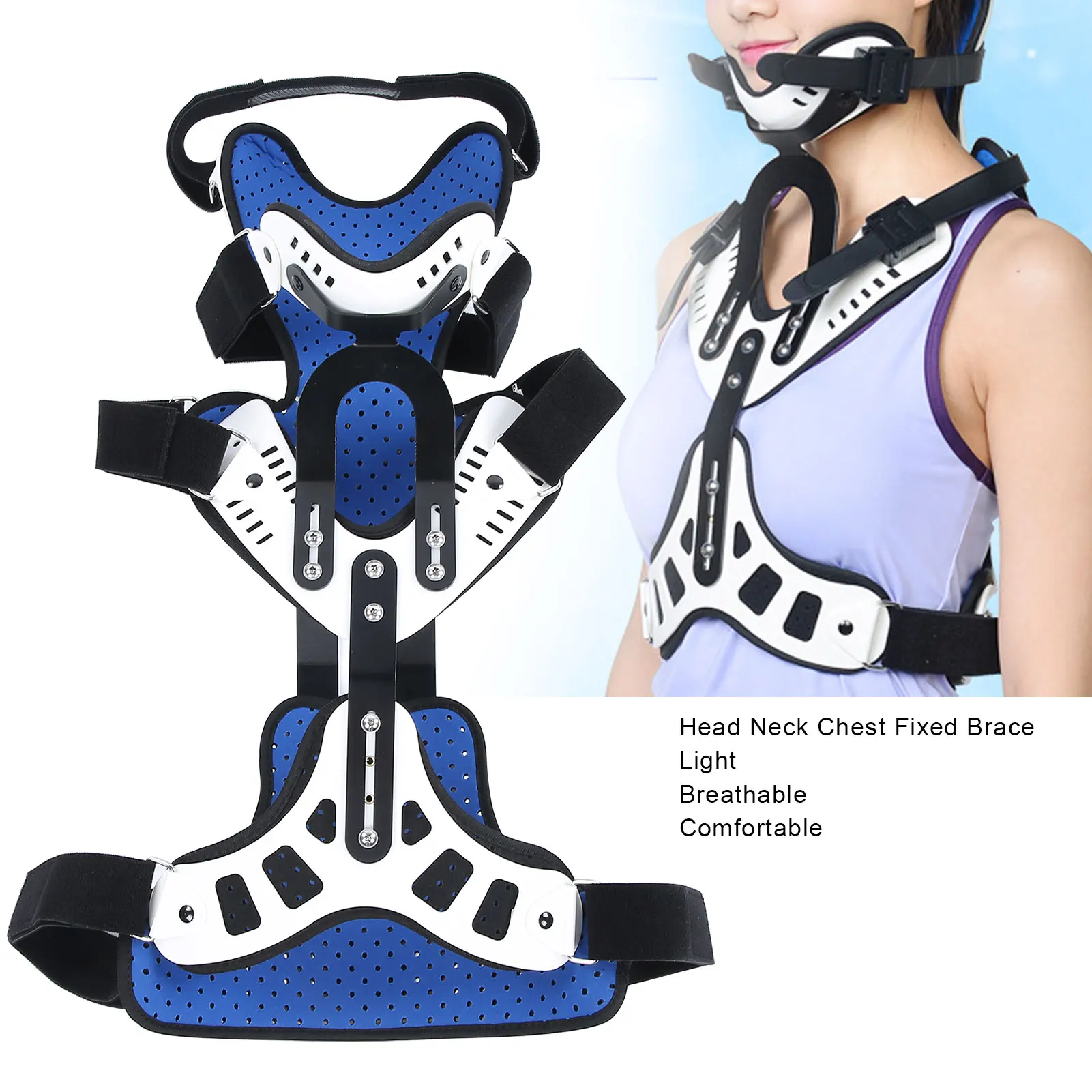 

Medical Cervical Thoracic Orthosis Adjuatable Head Neck Chest Fixed Brace Traction Device Detachable Clean Comforable Breathable