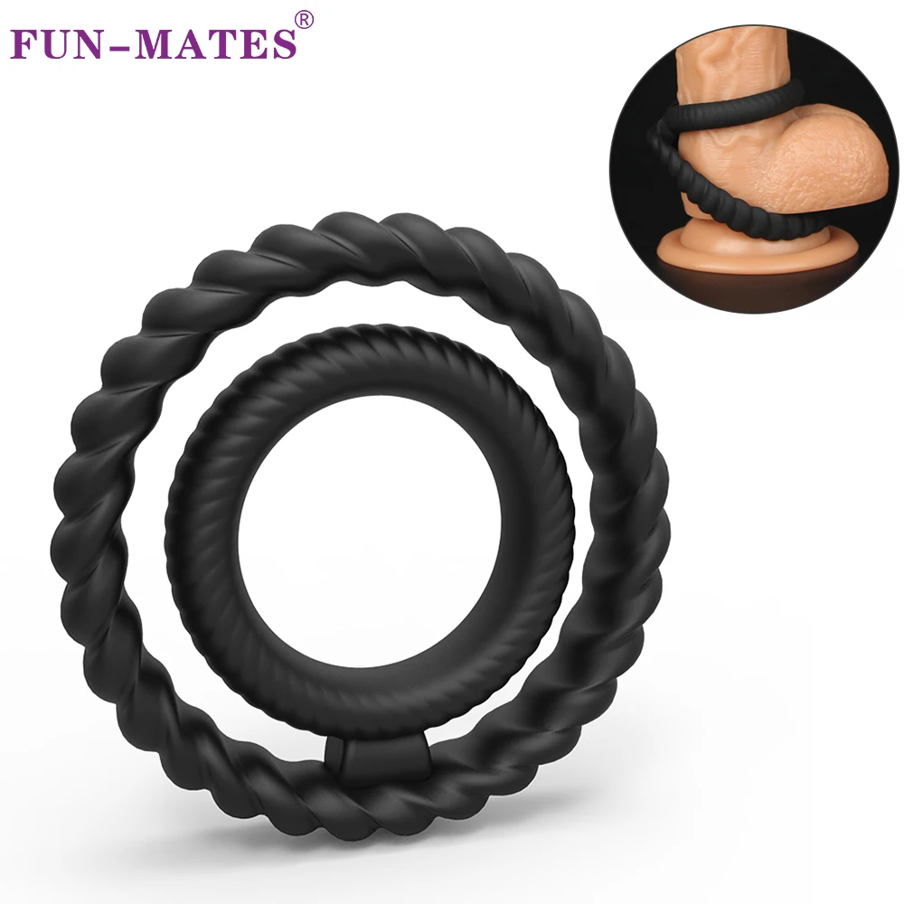 Male Penis Cock Ring Silicone Dual Ring Delay Lock Ejaculation Sex Toys For Mens Scrotal Binding chastity anillo pene Cockring