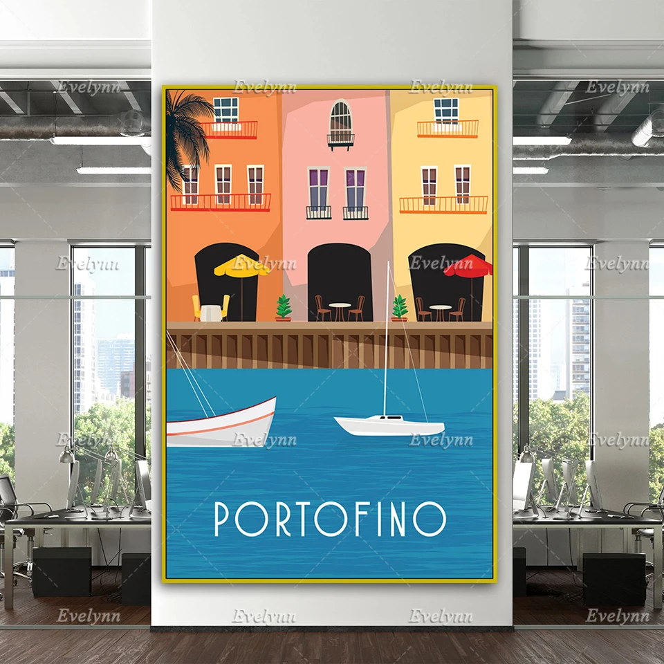

Portofino Travel Poster, Retro Italy Travel Print,Portofino Travel Print, Italy Wall Art, Home Decor Canvas Unique Gift