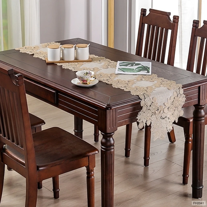 European Style Simple Cotton Lace Trim Dining Table Runner Flag Pad Piano TV Cabinet Cover Hotel Furniture Banquet Party Decor