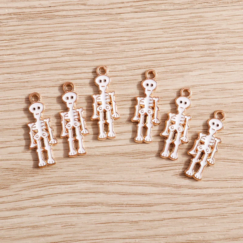 10 stücke 10*26mm Legierung Emaille Skeleton Schädel Mann Charms für Making Anhänger Halsketten Ohrringe Keychain DIY schmuck Erkenntnisse – Detail 6