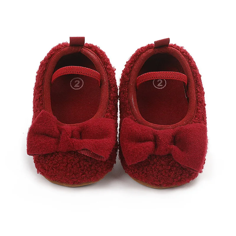 Spring Toddler Girl Crib Shoes Warm Newborn Baby Girls Bowknot Soft Sole Casual Shoes Cute Infant Prewalker