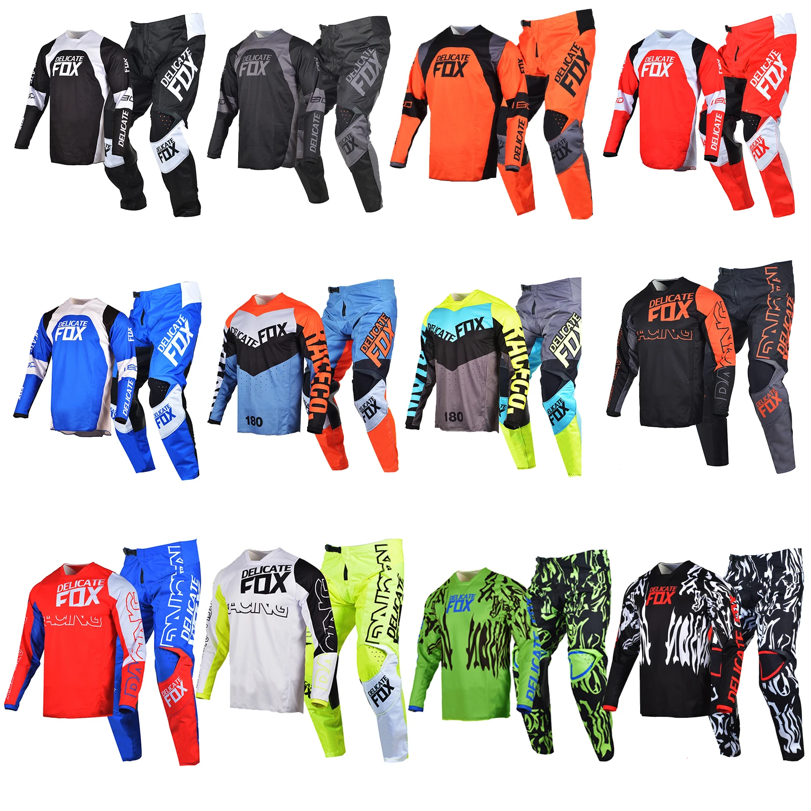 

Delicate Fox Gear Set 180 360 Jersey Pants Motocross Racing Kits Adult Offroad Suit Men