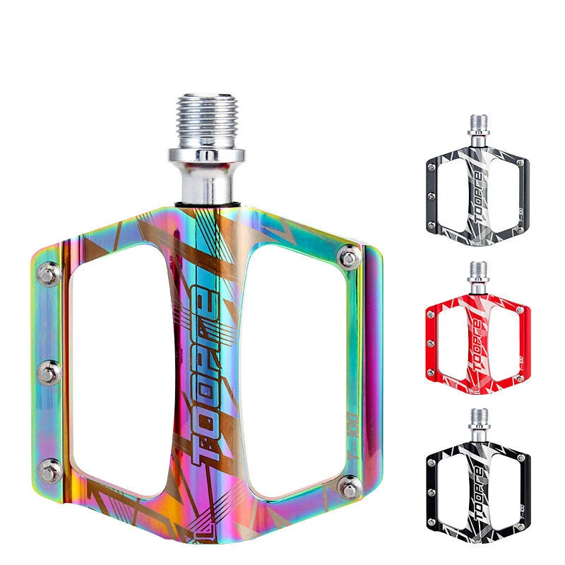 2 Bearings Anti-Silp MBT Road Bicycle Pedal Aluminum Alloy Foot Pedal Bike Pedal Rainbow Colorful Electroplating Pedals 1 Pair